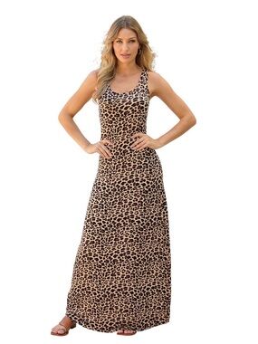 Masseys Favorite Tank Maxi Dress Animal Print Boho Mob Wife Chic Plus Sz 1X